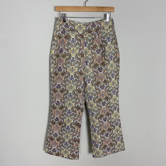 For Love & Lemons Brocade Flared Cropped Pants - Picture 2 of 5